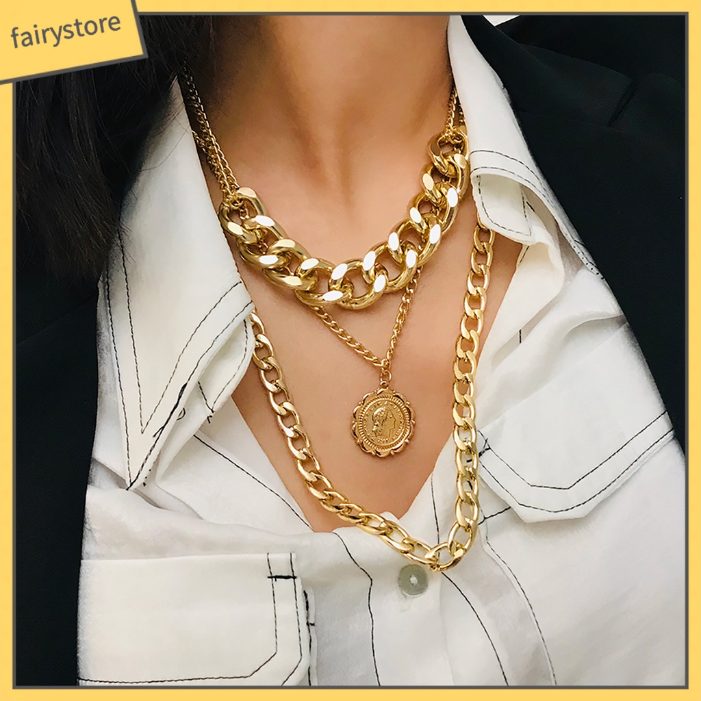 Dây Chuyền Đeo Cổ Nhiều Lớp Thiết Kế Độc Đáo Cá Tính Cho Nữ