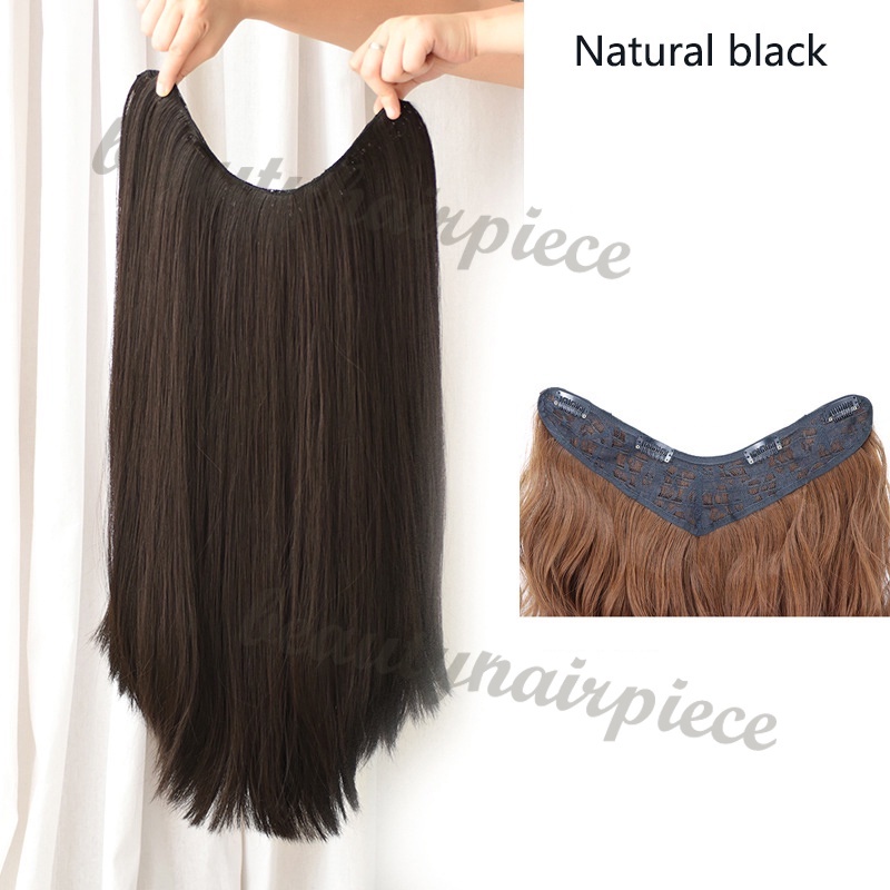 Bộ Tóc Giả Thẳng / Xoăn Chữ V Kèm 4 Kẹp Màu Đen / Nâu Dành Cho Nữ