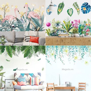 Decal cây xanh con vật, trang trí quán cafe cửa hàng [D16-1011]
