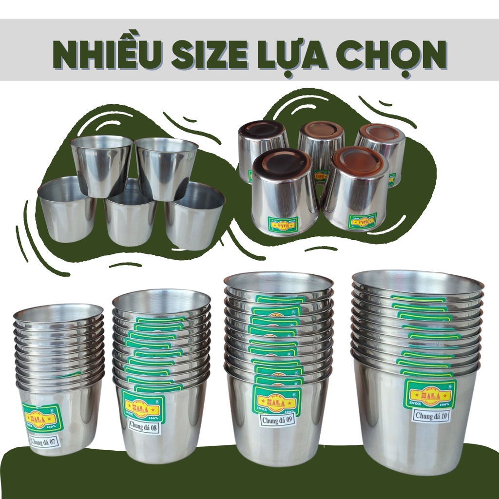 Ly làm đá inox 4 size 7-8-9-10, chống bám bẩn dễ rửa, khó móp méo, nhỏ gọn, thương hiệu Hala của gia dụng Du Thủy