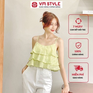 Áo 2 dây xanh lá VMSTYLE croptop bèo kiểu 3 tầng 17323 22SU052X0601
