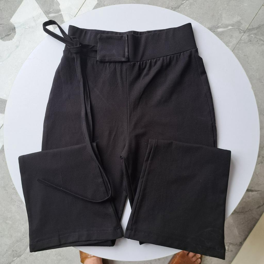 Quần Ống Loe Lưng Cao Nữ Siêu Dài 100cm Dây Buộc Nơ Thời Trang Ôm Body Cực Tôn Dáng