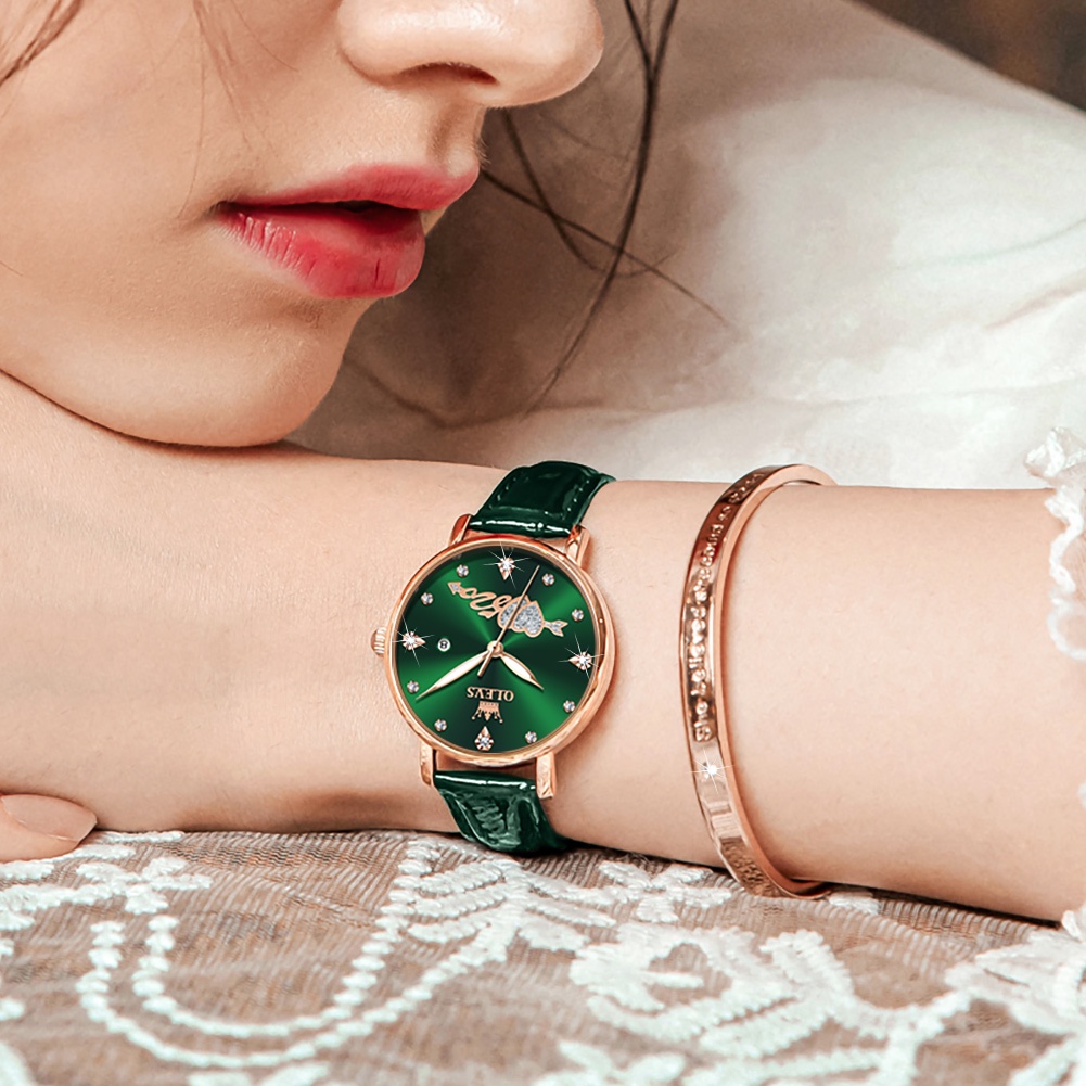 OLEVS 5509 đồng hồ Đeo Tay nữ Dây da không thấm nước thời trang chính hãng xinh đẹp | BigBuy360 - bigbuy360.vn