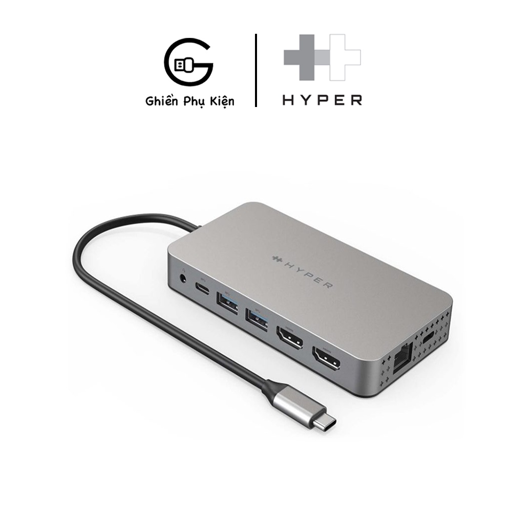 Cổng Chuyển HyperDrive 10-IN-1 2 Dual 4K HDMI 2 Màn Hình USB-C HUB For Macbook M1 - HDM1H