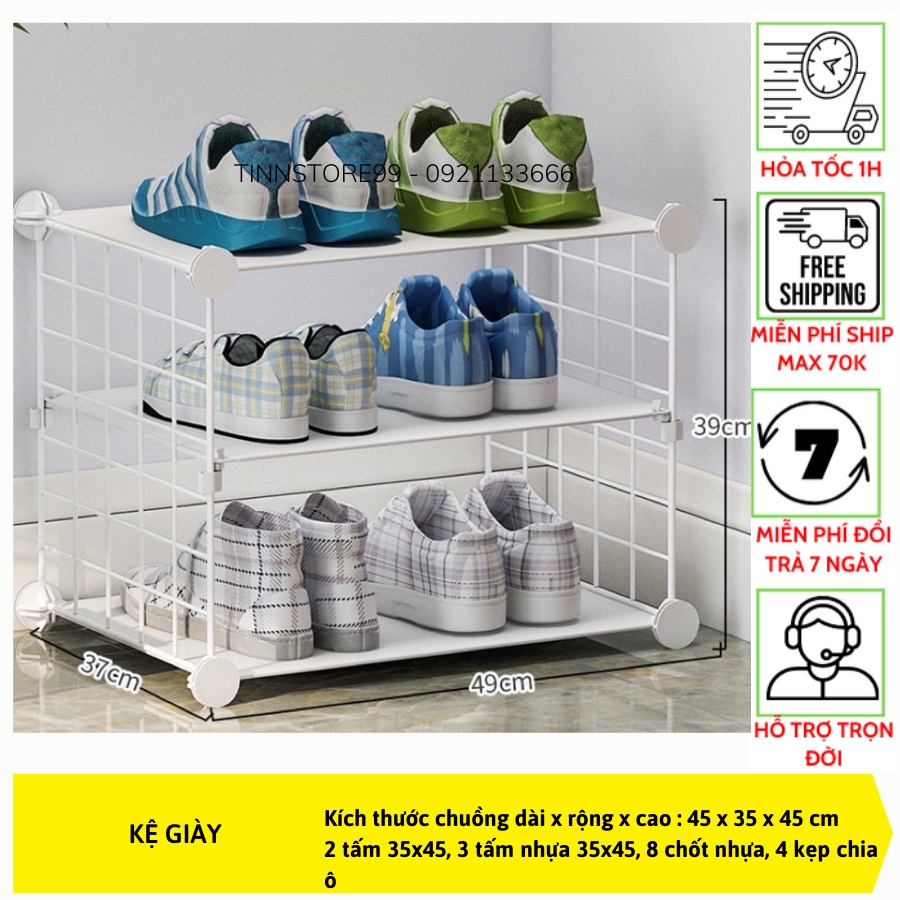 Kệ để giầy dép tiện ích 2,3,4 tầng lưới nhựa lắp ghép, kệ lưới để đồ đa năng bền chắc
