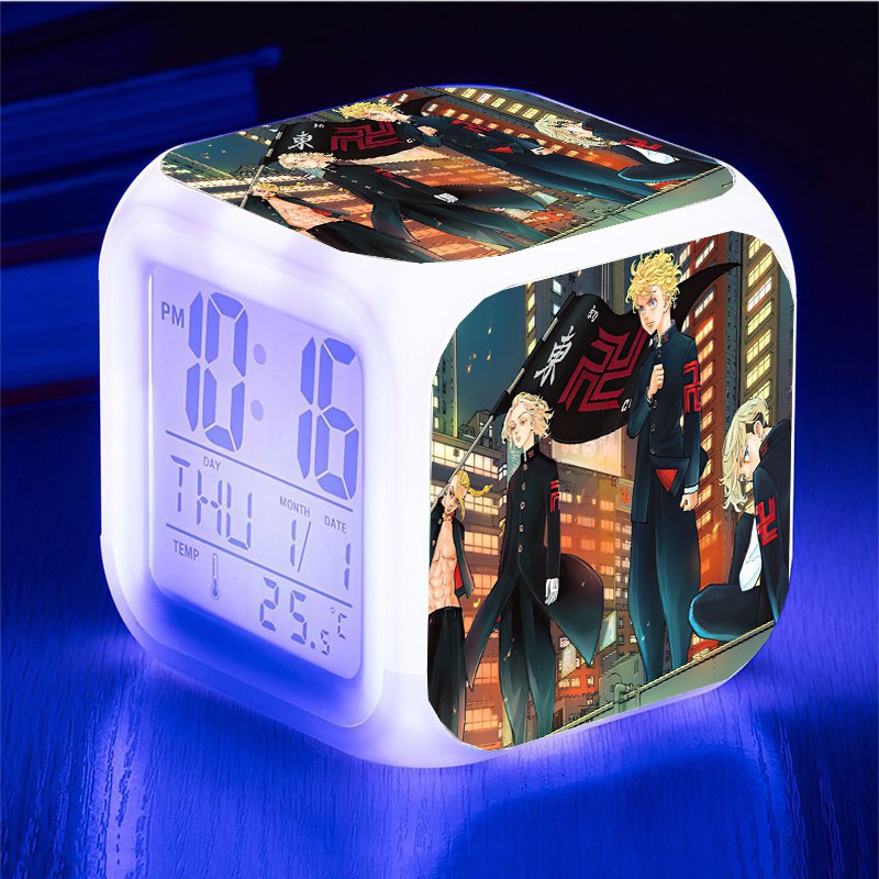 Đồng hồ báo thức để bàn in hình TOKYO REVENGERS Kịch Trường Của Takemichi anime chibi LED đổi màu