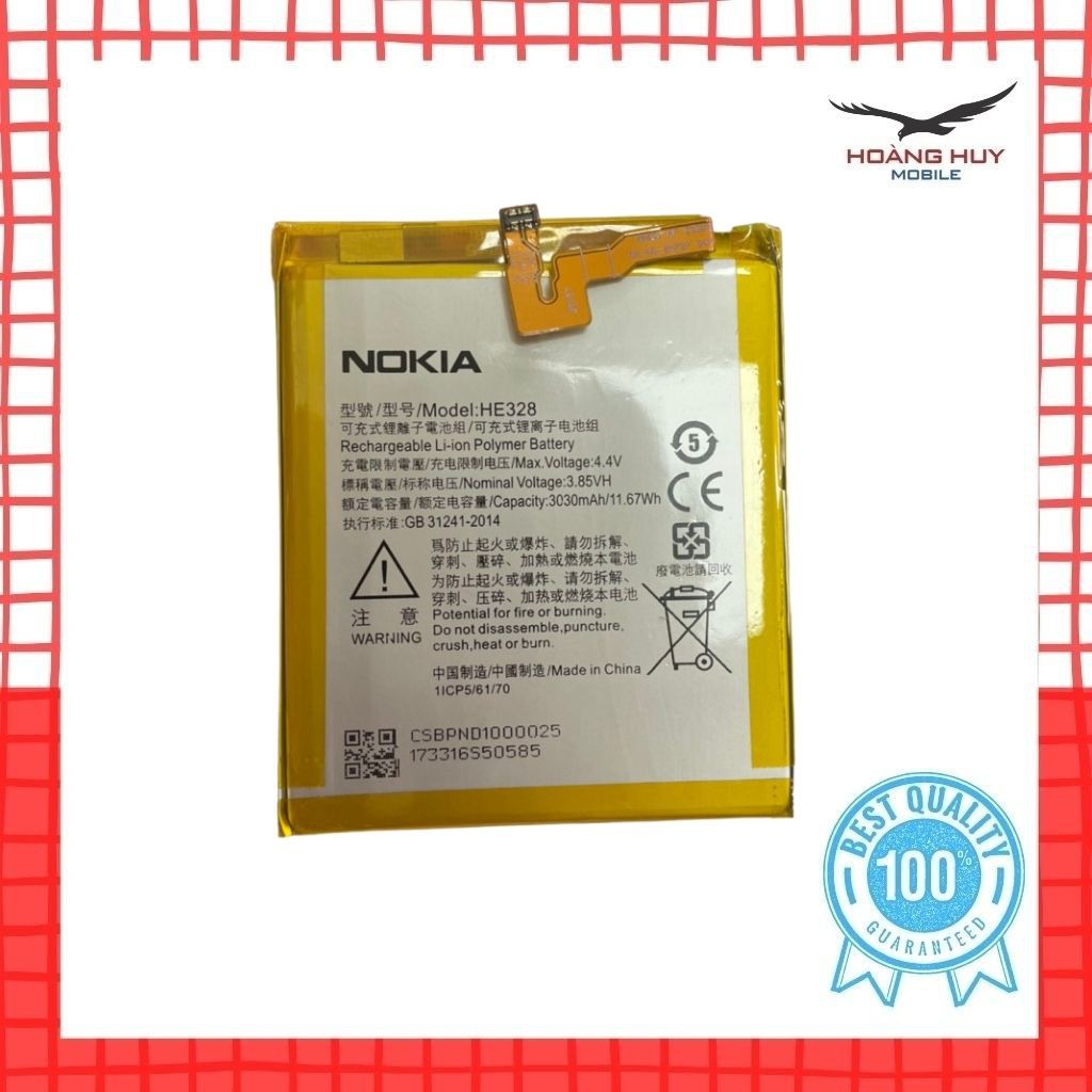 Pin Nokia 8,HE328 Dung Lượng 3030mAh Hàng Zin Nhập Khẩu Bảo Hành 6 Tháng 1 Đổi 1
