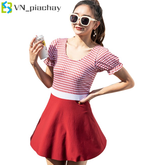Bộ Đồ Bơi Một Mảnh Họa Tiết Ca Rô Xinh Xắn Dành Cho Nữ | BigBuy360 - bigbuy360.vn