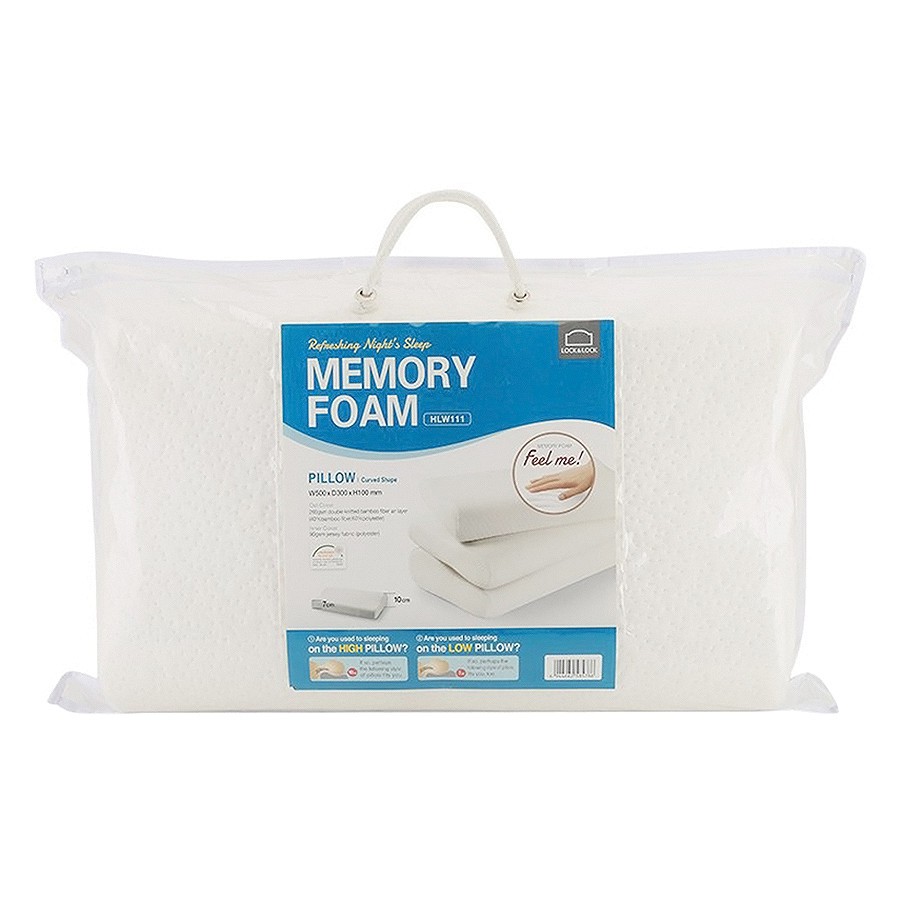 Gối Memory Foam 50D Hình Cong Lock&Lock HLW111 (50 x 30 cm) - Trắng