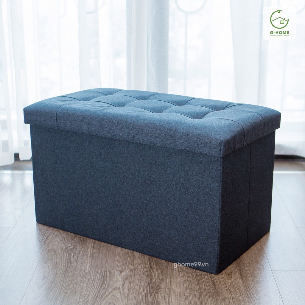 Ghế Sofa Gấp Gọn Size L Hộp Đựng Đồ Khung Gỗ Bọc Vải Cao Cấp