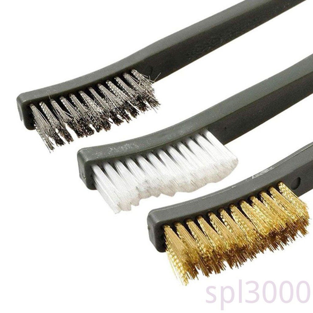 Bộ 3 cái bàn chải kim loại mini tẩy vết gỉ đánh bóng đồ kim loại