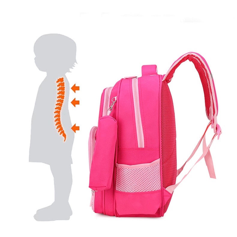Balo cho bé trai gái cấp 1, 2 y hình, cặp sách học sinh tiểu học chống thấm nước có túi đựng bút cho trẻ lớp 2 đến lớp 7