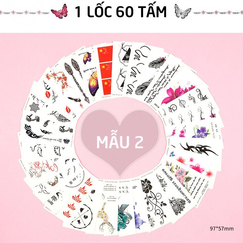 ComBo 60 Hình Xăm DÁn Tatoo Dễ Thương, Hình Dán Đẹp Cho Nam Nữ