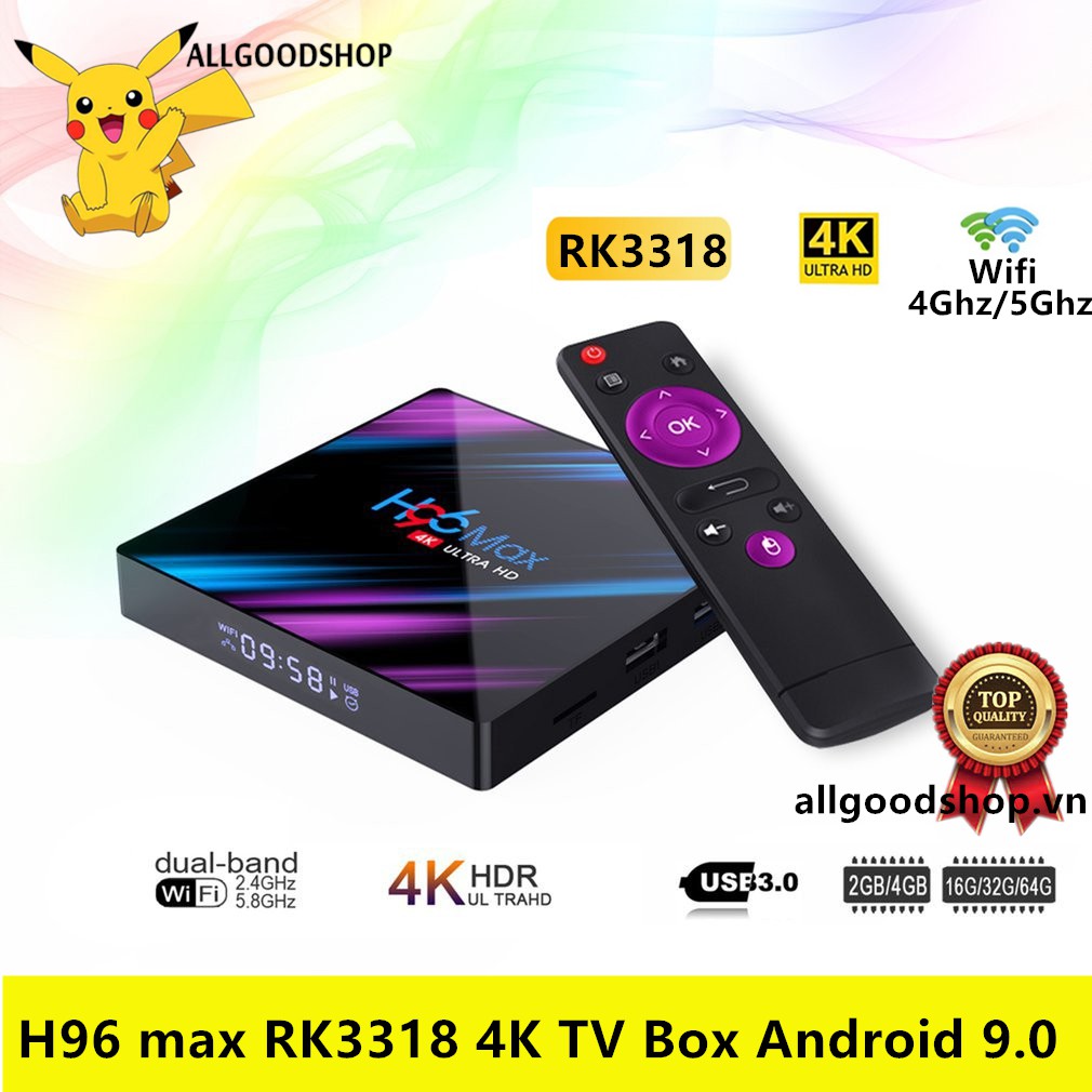 ⚡H96MAX H96 MAX Android tivi box bộ nhớ 16G/32G,ram 2G/4G,độ phân giải 4K,tìm kiếm giọng nói,bluetooth,băng tần wifi kép