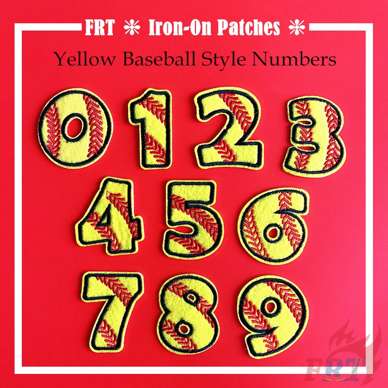☸ Sticker Ủi Thêu Chữ Số Màu Vàng ☸ 1 Miếng Vá Ủi Quần Áo Hình Huy Hiệu (Số - Series 06)