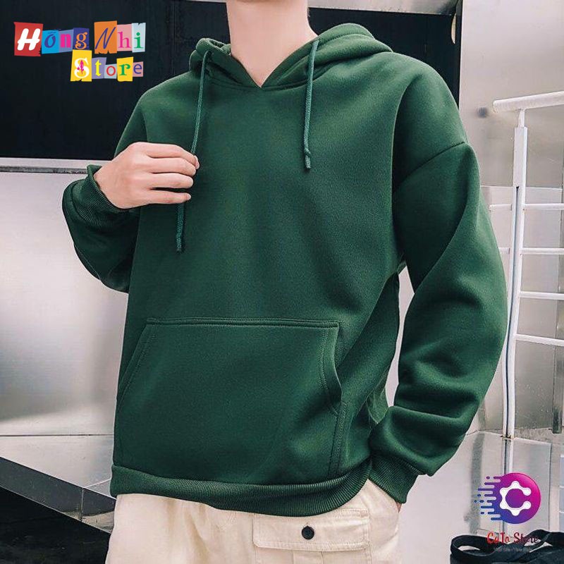 Áo Khoác Hoodie Trơn Ulzzang Unisex Màu Xanh Riêu Chất Nỉ Bông Cao Cấp Dáng Rộng Nam Nữ - MM