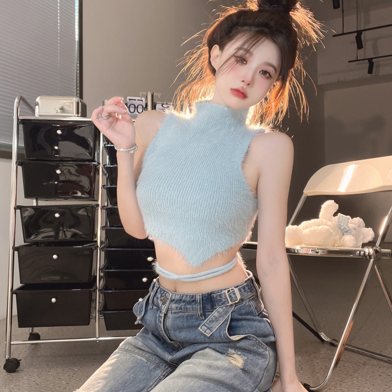 Áo Croptop Sát Nách Cổ Cao Thiết Kế Quyến Rũ Thời Trang