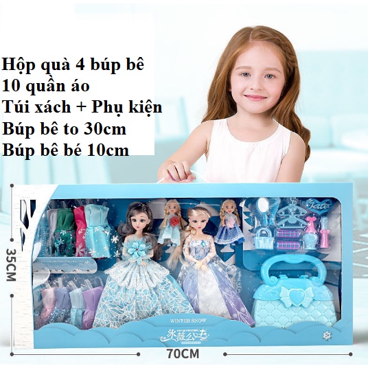 Đồ chơi Búp bê Elsa 5D Kèm Phụ Kiện Doll Nữ Hoàng Băng Giá Hàng Đẹp Cỡ To tóc mây tết tóc cho bé