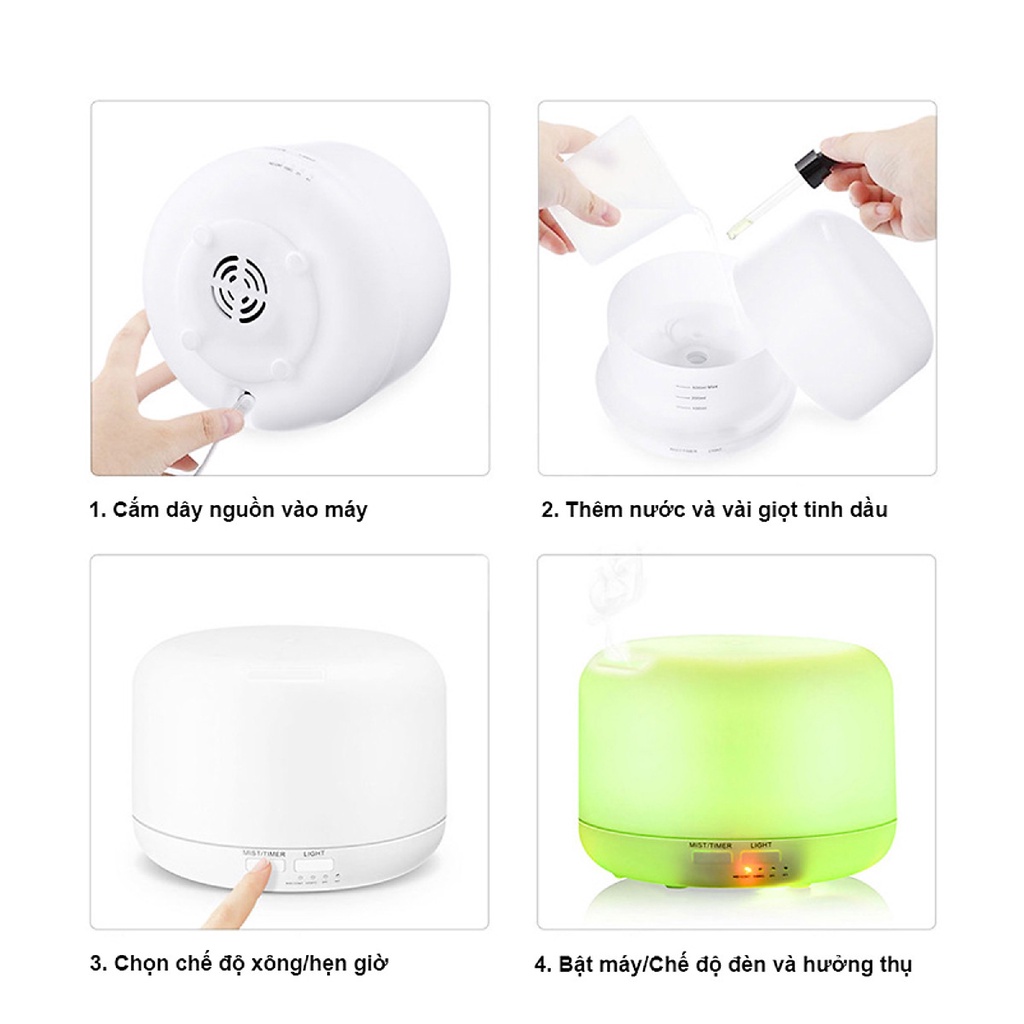 Máy xông tinh dầu TT02  khuếch tán siêu âm, không dùng lõi bông có kèm Remot điều khiển tiện lợi