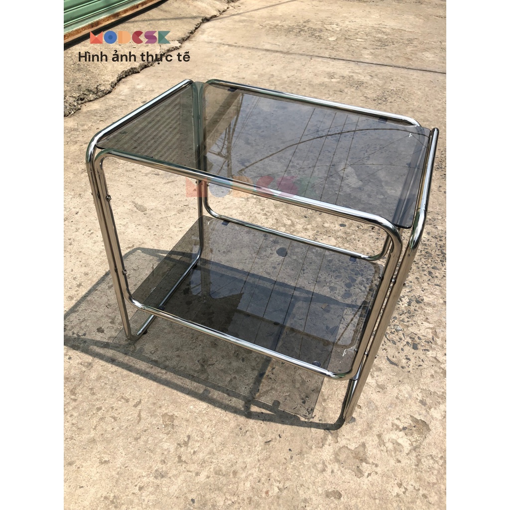 Bàn Trà Sofa 2 Tầng Decor Phòng Khách Modesk SS Table Glass Version1 Kính cường lực Khung Inox304