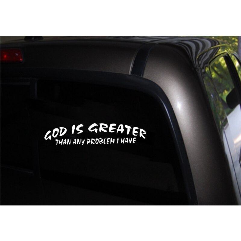 Decal dán trang trí xe hơi họa tiết God Is Great Then Any Problem I Have bằng chất liệu Vinyl kích thước 20cm*4.4cm