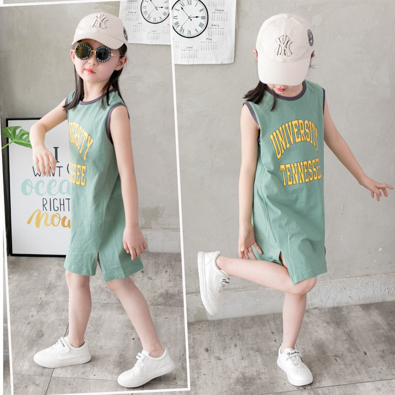 【For 11.11】Đầm thun sát nách họa tiết dễ thương năng động cho bé