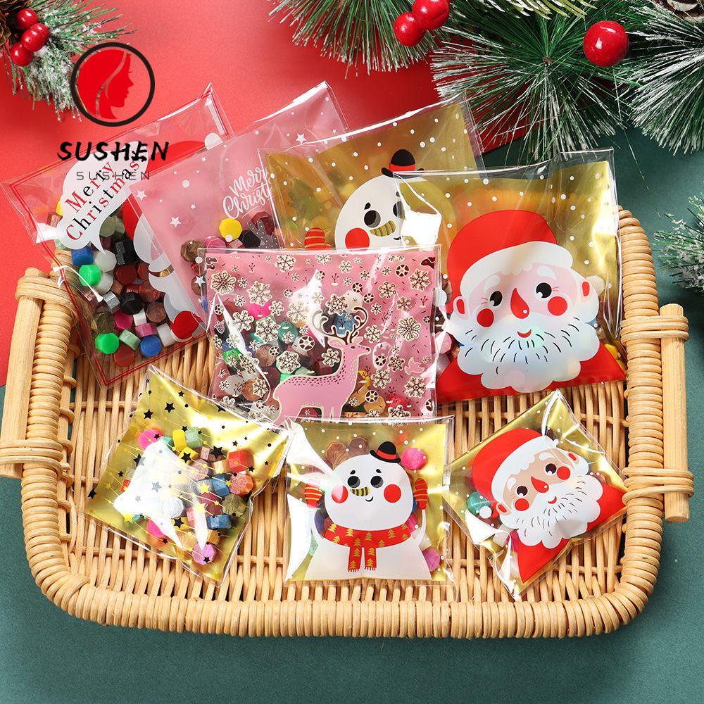 Túi đựng bánh quy tự dính họa tiết ông già Noel/tuần lộc/ông già noel/ngôi sao