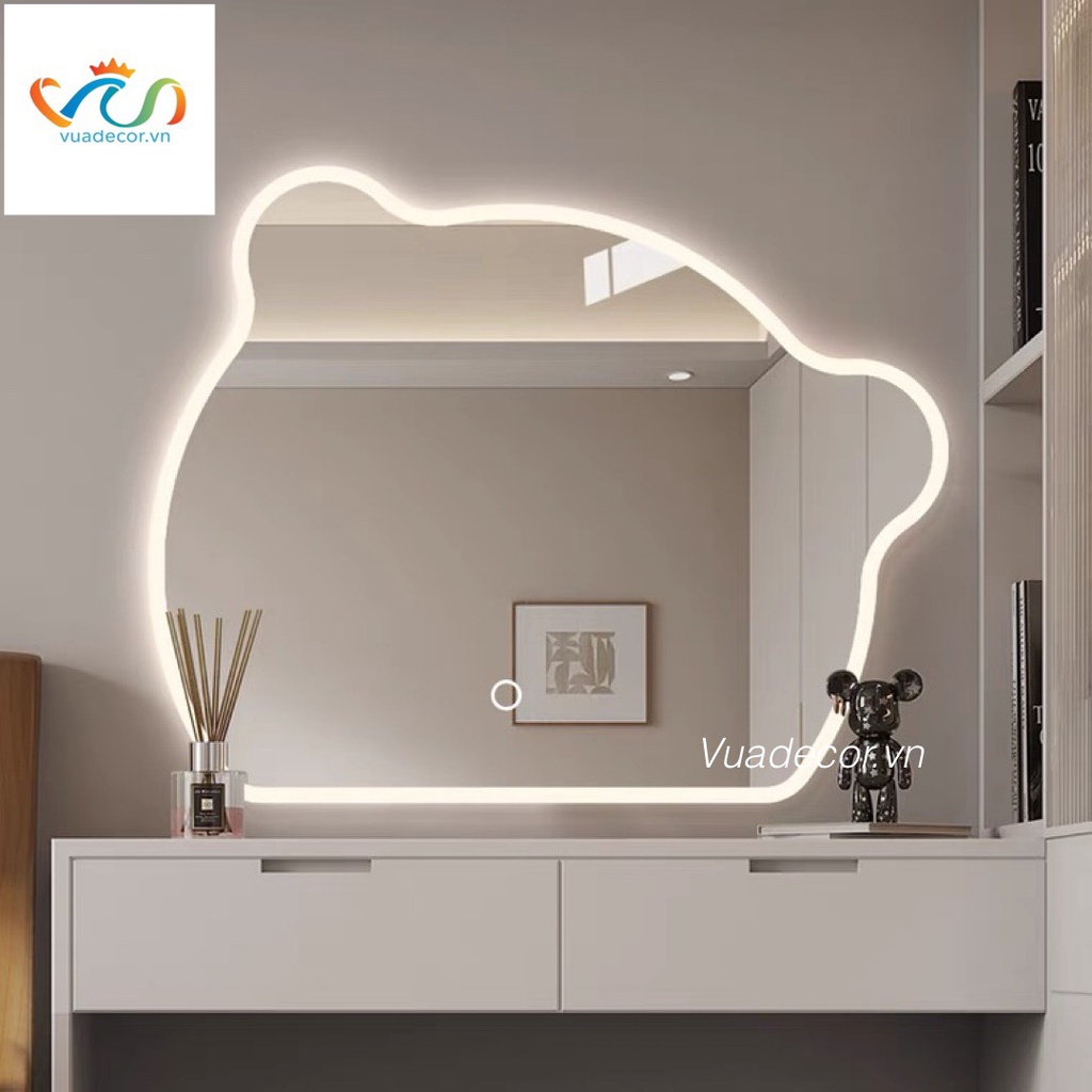(HỎA TỐC 1-2H + TẶNG QUÀ) Gương Gấu decor phòng tắm, bàn trang điểm VUADECOR led cảm ứng, led triệu màu nhiều kích thước