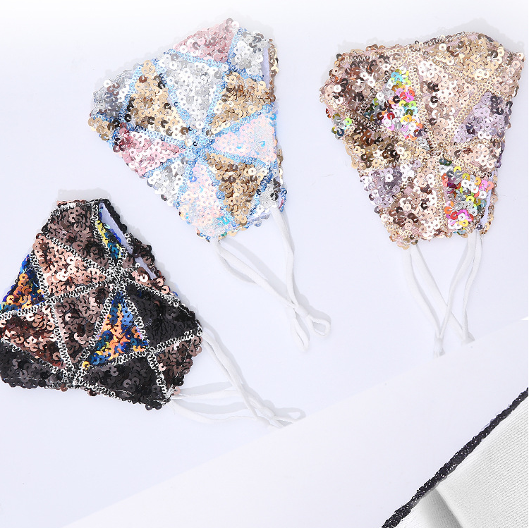 Khẩu Trang Cotton Chống Bụi Thoáng Khí Thiết Kế Đính Kim Sa Lấp Lánh Sang Trọng