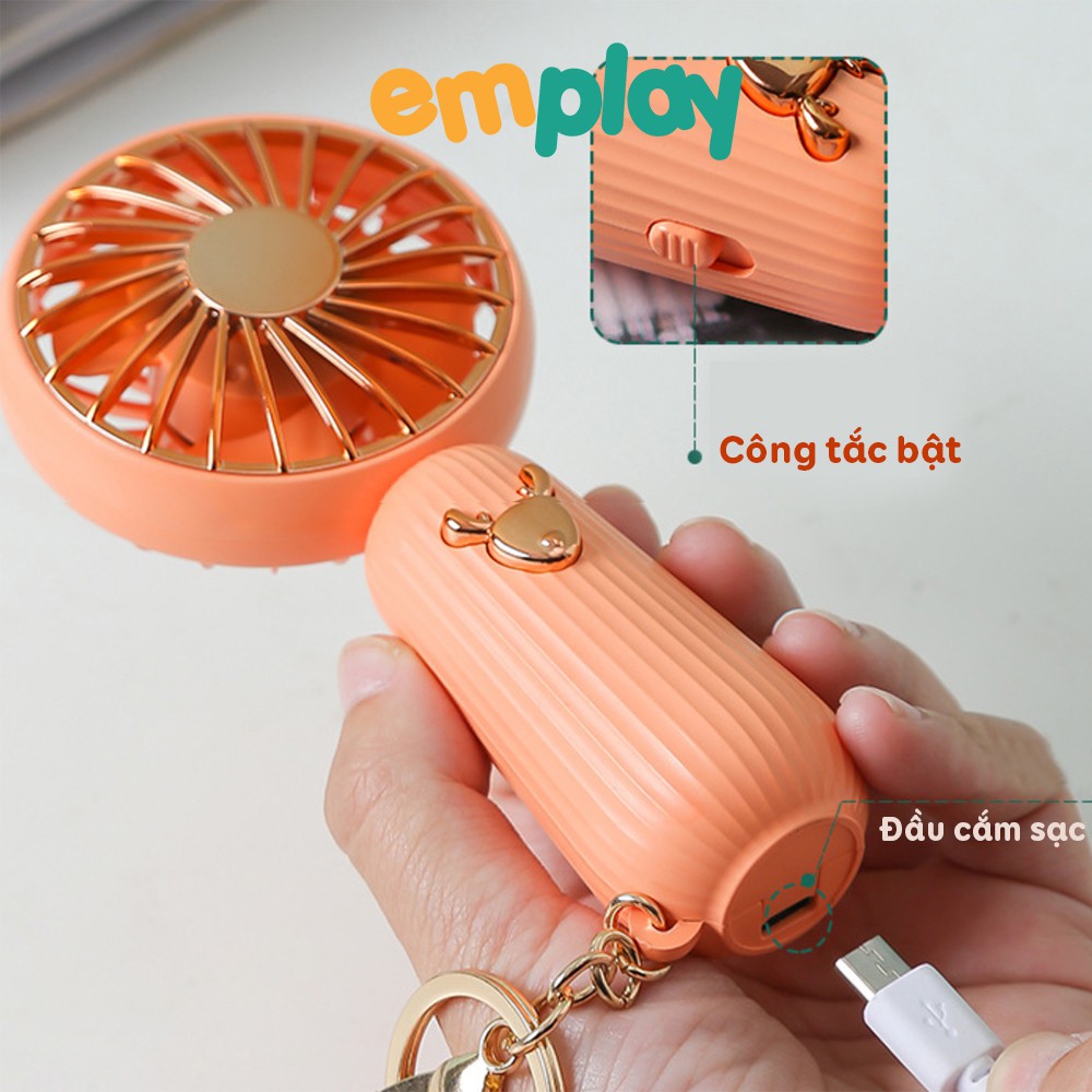 Quạt mini cầm tay Emplay cao cấp kèm theo cáp sạc