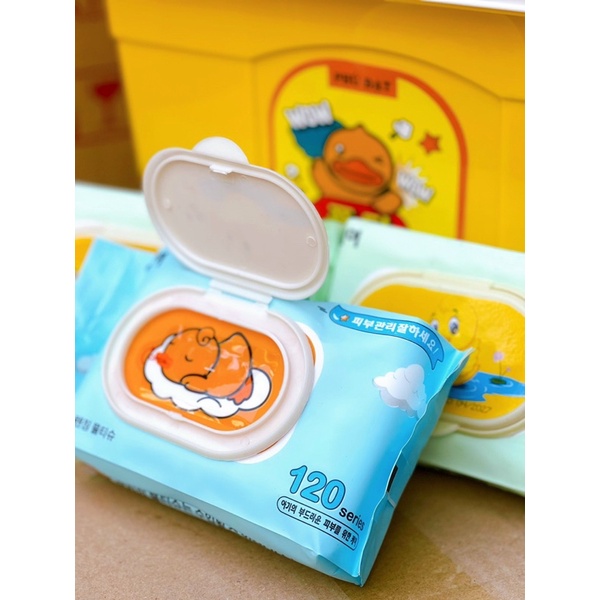 [HCM] [TẶNG THÙNG] Thùng 10 gói (120 tờ) khăn giấy ướt vịt vàng Phú Đạt kháng khuẩn