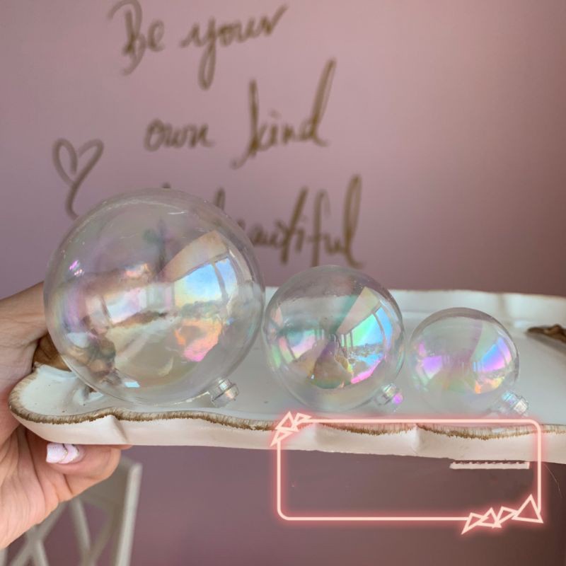 Set 3 Quả Cầu Trong Suốt Bằng Acrylic Dùng Trang Trí Bánh Kem