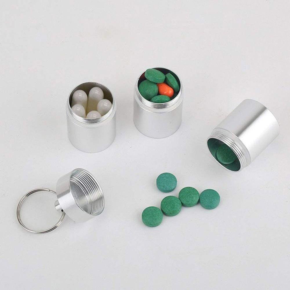 1 Hộp Đựng Thuốc Viên Bằng Hợp Kim Nhôm Kèm Móc Khóa Tiện Dụng Ốp