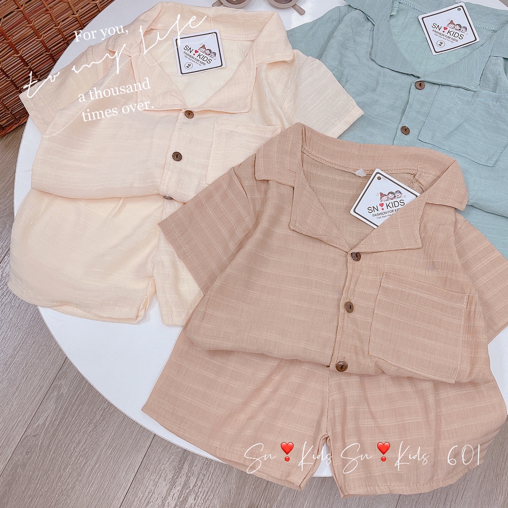 Đồ bộ cộc tay Pijama chất đũi hàn màu basic cực đẹp thu đông bé trai bé gái Namkidshop (V561)