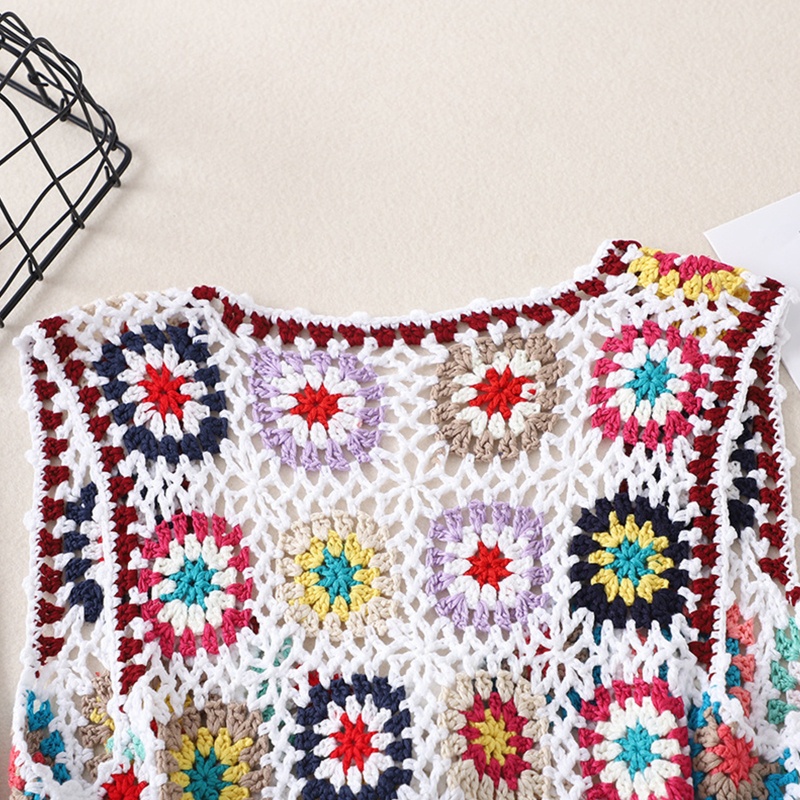 Brroa Áo Croptop Không Tay Họa Tiết Kẻ Sọc Nhiều Màu Sắc Phong Cách Boho Cho Nữ
