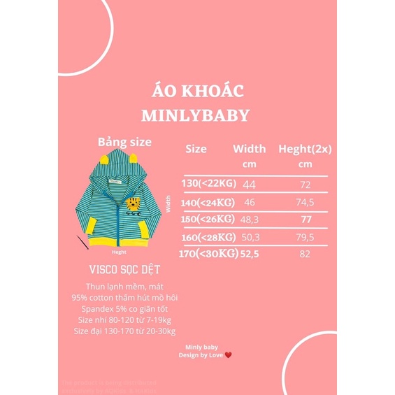 Áo khoác cho bé 17-29kg ,sọc dệt Visco hàng Baby siêu mịn , siêu mát .