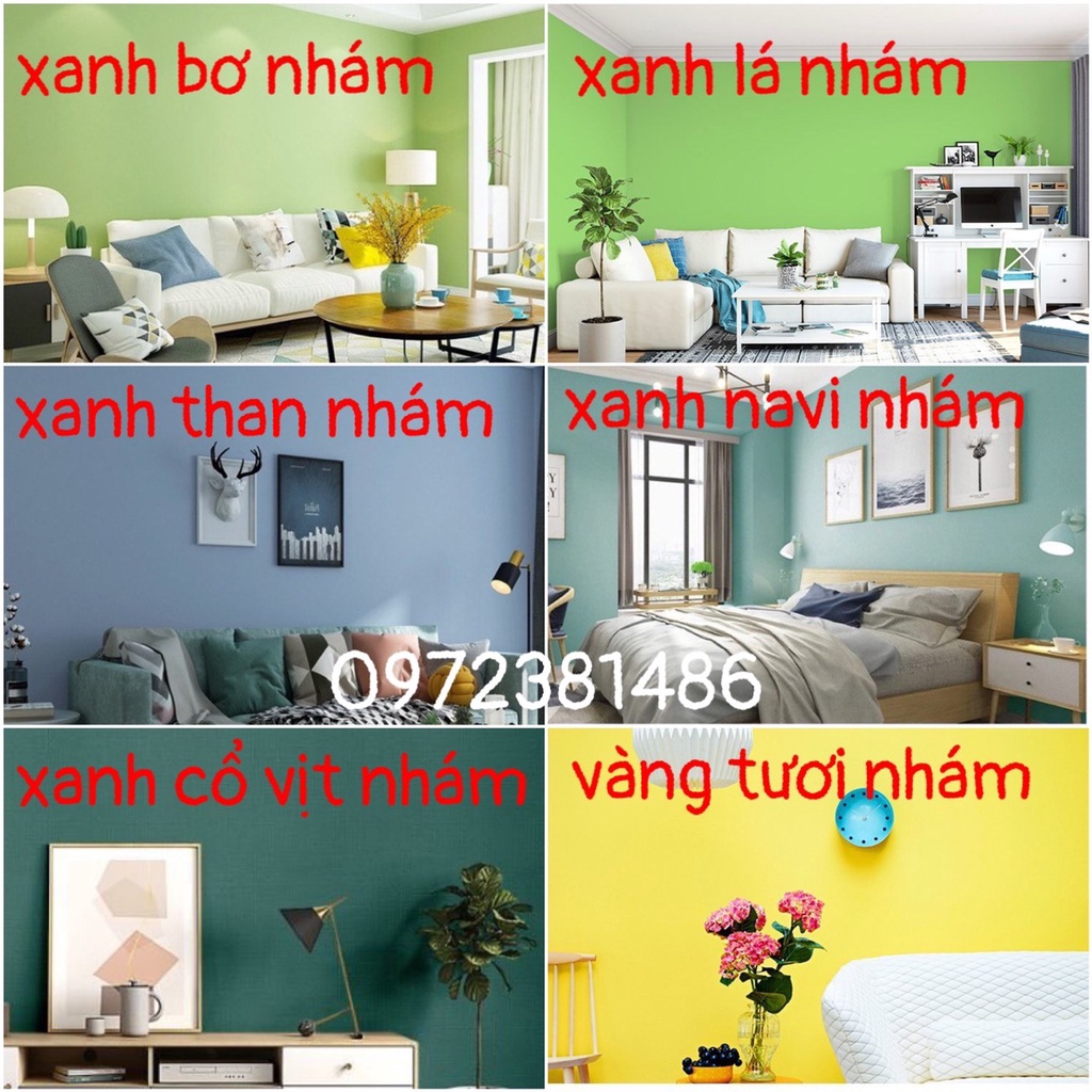 Giấy dán tường trơn 10M decal dán tường màu trơn có keo sẵn khổ 45cm