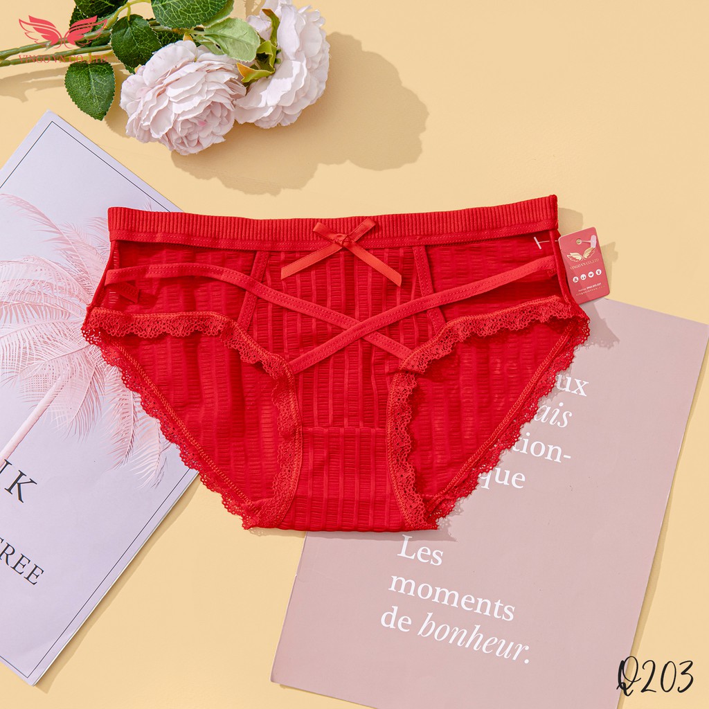 VINGO Quần Lót Nữ Dây Đan Chéo Chất Ren Gân Thấm Hút Kháng Khuẩn Q203 VNGO | BigBuy360 - bigbuy360.vn