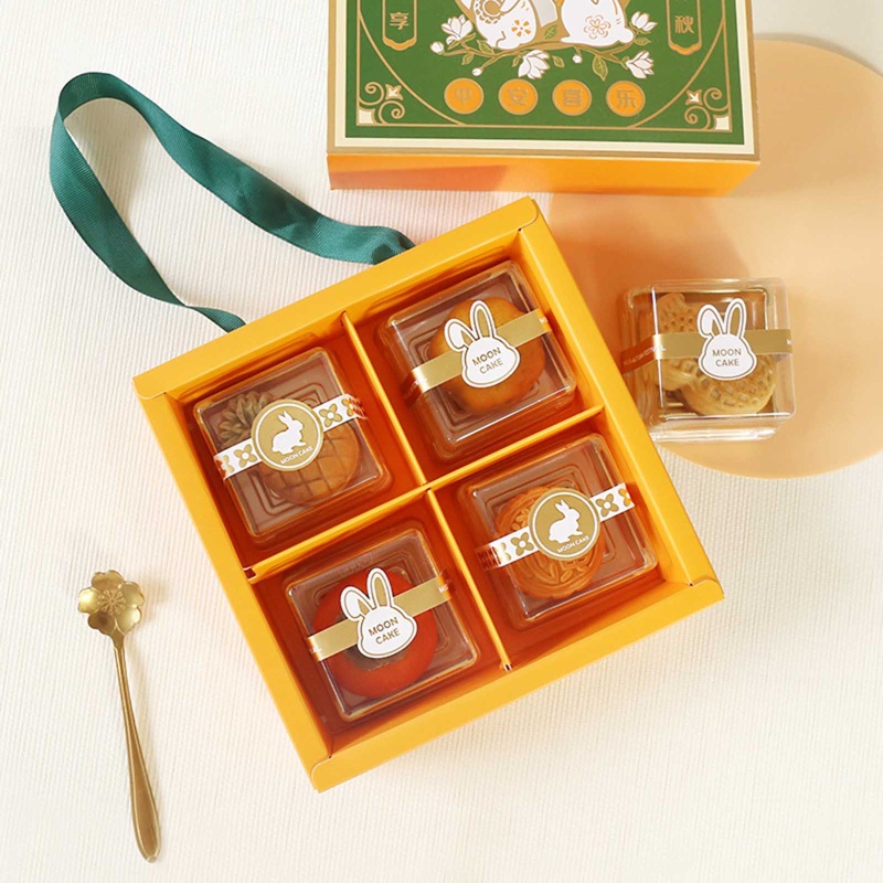 Yoo 10 cái hộp bánh trung thu trang trí nhãn cookie macaron hộp đựng bánh hình dán cho ngày trung thu trung quốc