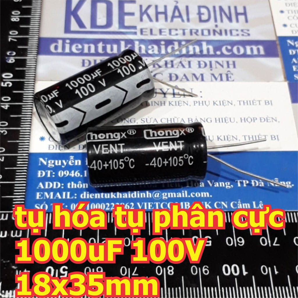 2 con tụ hóa tụ phân cực 1000uF 100V 18x35mm kde6289