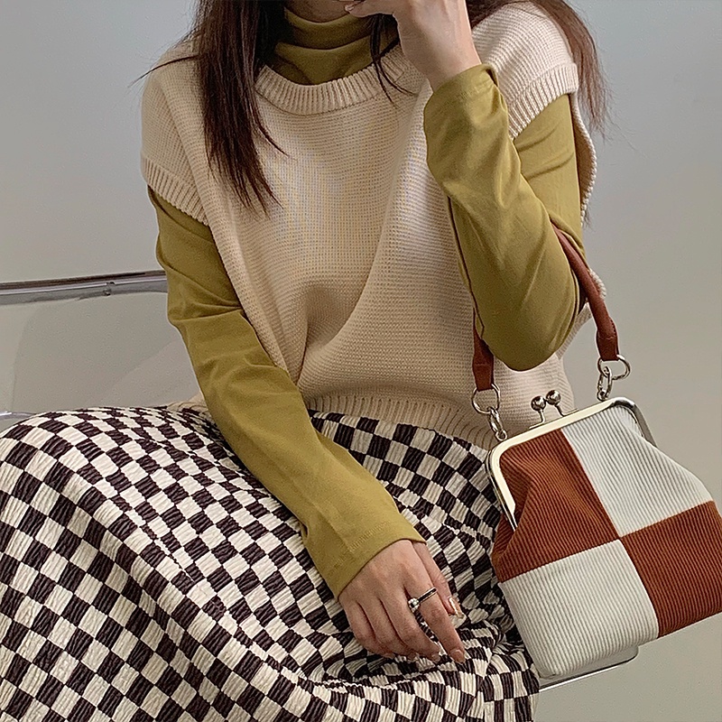 Màu Sắc Túi Đeo Chéo Vải Nhung Kẻ Sọc Phong Cách retro Gylb317