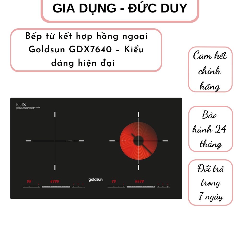 Bếp từ kết hợp hồng ngoại Goldsun GDX7640, Cảm ứng linh hoạt, dễ dàng thao tác, tiết kiệm điện năng tối ưu.