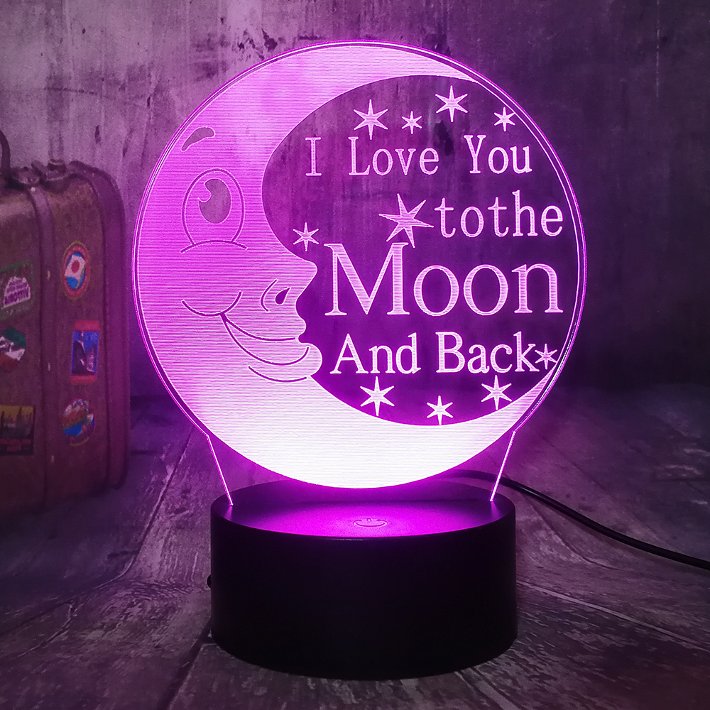 I Love You To The Moon and Back 3D LED Night Light 16 Color Desk Lamp Kid lamp Home Decor Romantic Valentine's Day Girlfriend Xmas Gifts