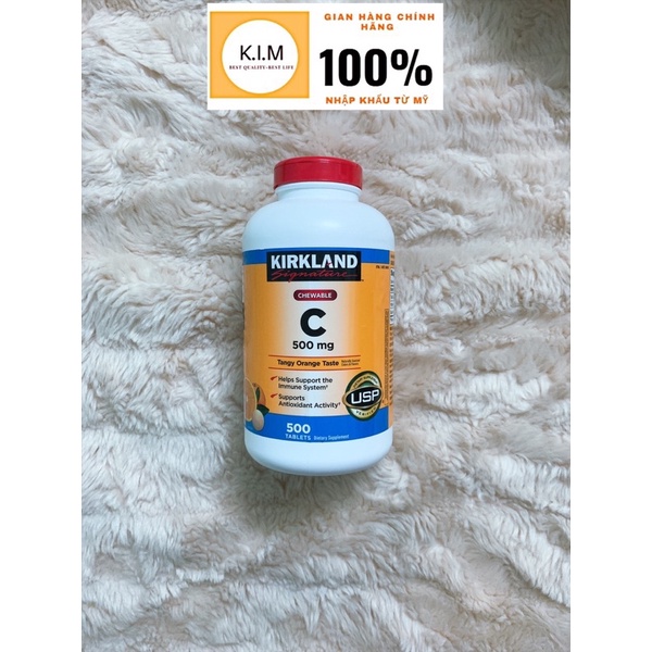 Kẹo ngậm bổ sung vitamin C 500mg Kirkland 500 viên của Mỹ