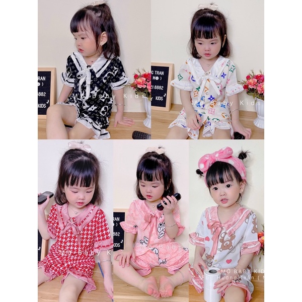 Pijama lụa hàn cao cấp cho bé gái ( Ảnh Thật )