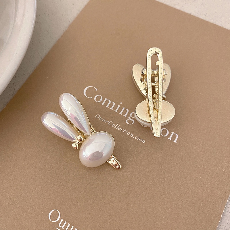 Kẹp Tóc Hình Thỏ Đính Ngọc Trai Xinh Xắn Cho Nữ