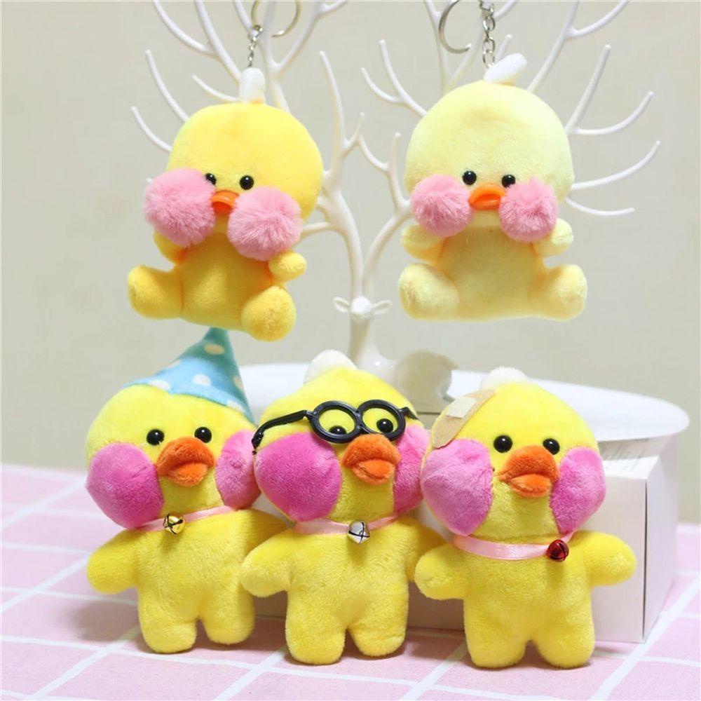 LANFY Kawaii Lalafanfan Key Rings Birthday Gifts Plush Duck Pendant Duck Keychain Soft Toys Stuffed Animals Korean Netred Yellow Duck Stuffed Toys Cafe Duck Hyaluronic Ducks Acid Doll