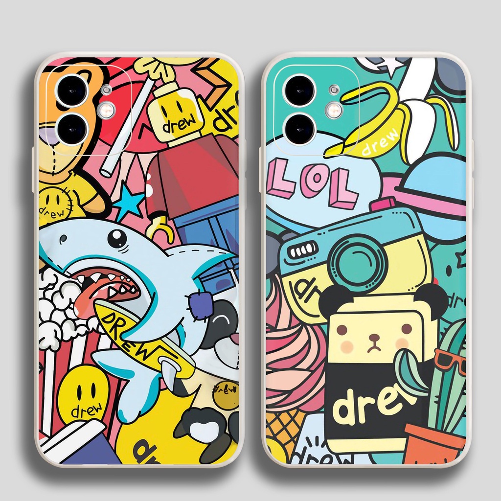 Ốp lưng iPhone 6/6s/7/8/X/XS/11/12/13 Pro Plus Max viền vuông chống sốc bảo vệ camera silicon mềm Drew cá mập CA12