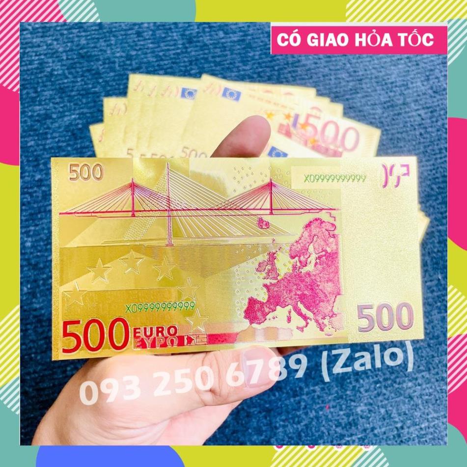 TRỢ GIÁ Tờ Tiền Kỉ Niệm 500 EURO Plastic Mạ Vàng Lì Xì Tết May Mắn