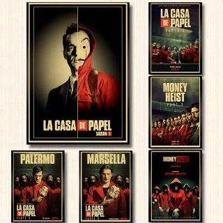Poster Giấy Kraft In Hình TV SHOWS Money Heist Season 3 Phong Cách Vintage Trang Trí Phòng Ngủ / Quán Bar